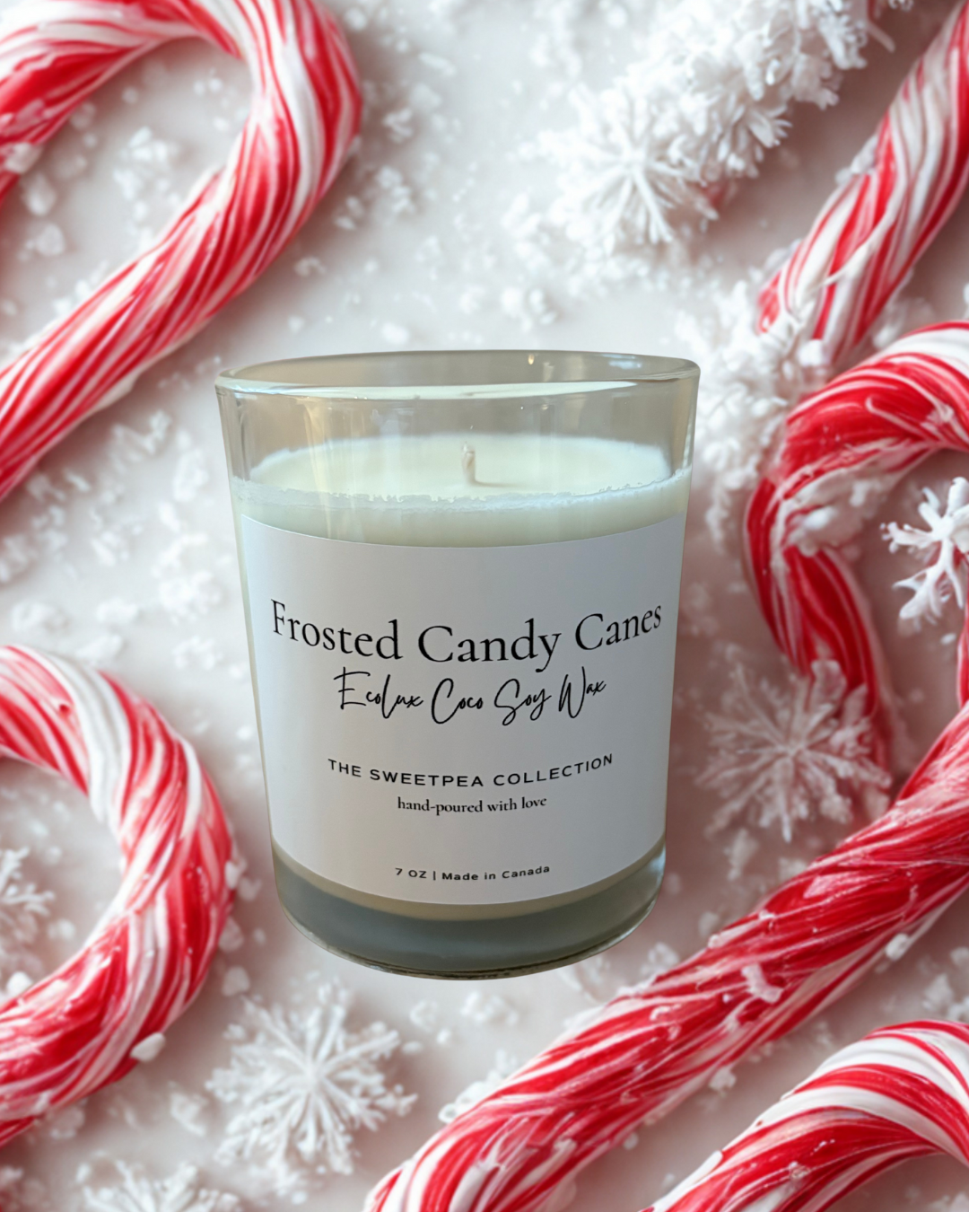 Frosted Candy Canes EcoLux Candle – Sweet Winter Magic in a Jar