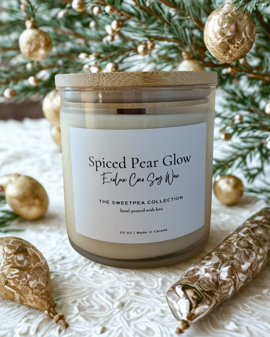 Spiced Pear Glow EcoLux Candle  - Holiday Warmth in a Jar