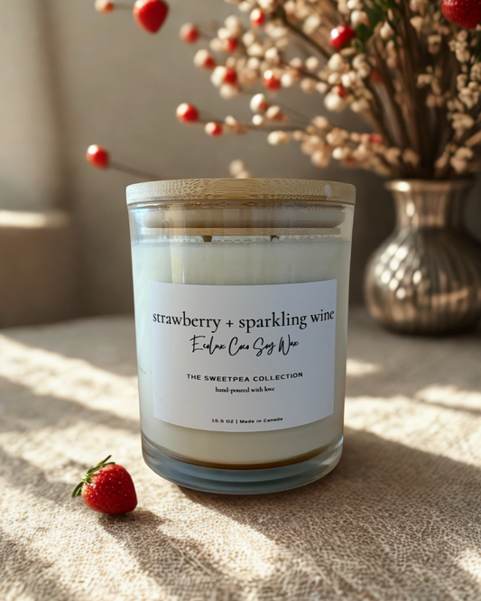 Strawberry & Sparkling Wine EcoLux Candle – Celebration in a Jar